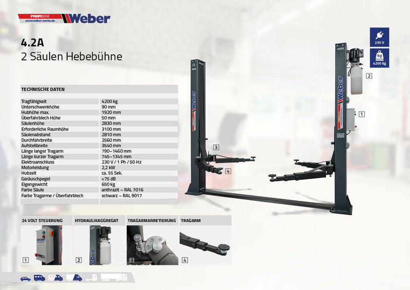Weber Profi Series 4.2A 2-post lift