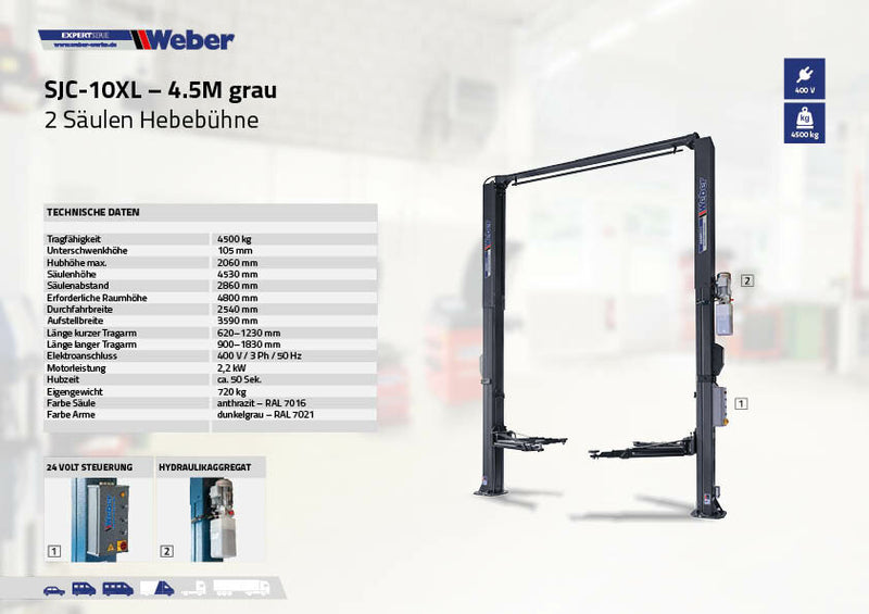 2-post lift Weber Expert Series SJC-10XL – 4.5M
