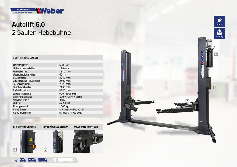 Weber Expert Series 6.0 2-post car lift