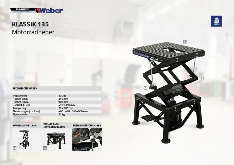 Weber Classic Series Motorcycle Lift - 135