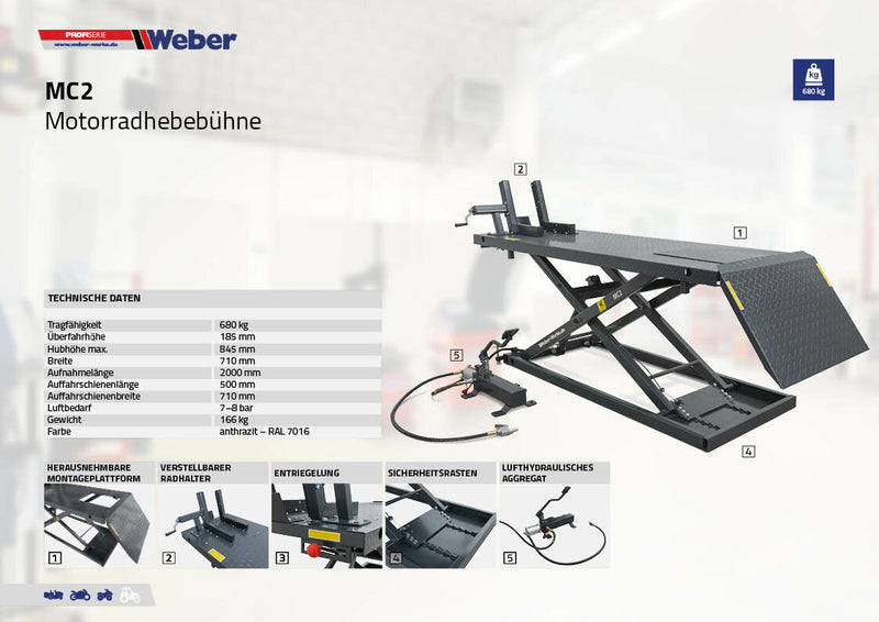 Weber Professional Series MC2 motorcycle lift