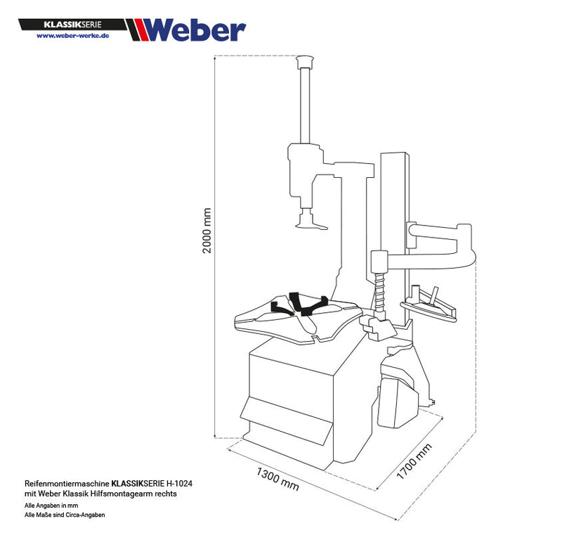 Weber Classic Series H-1024 car tire mounting machine