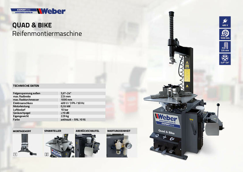 Motorcycle tire mounting machine Weber Expert Series Quad & Bike