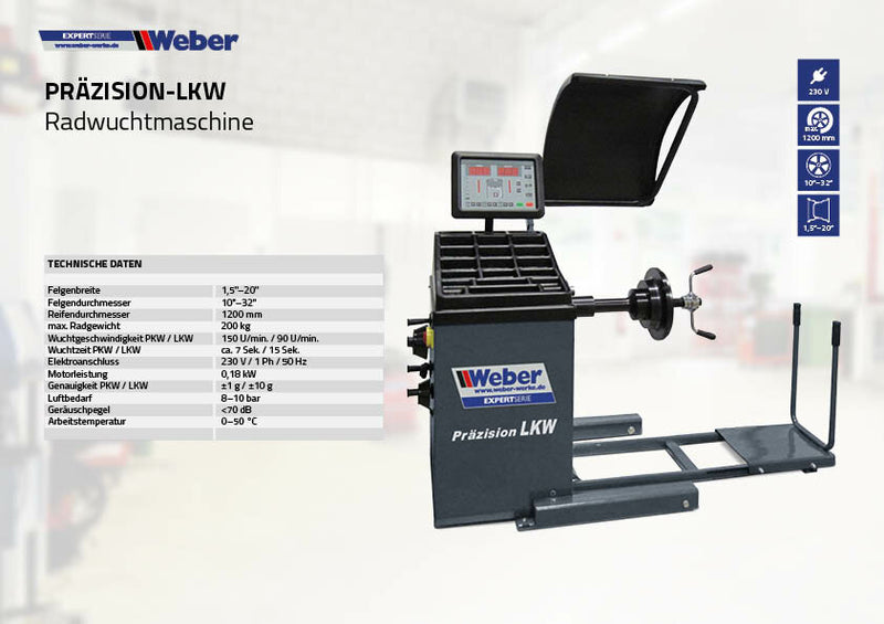 Weber Expert Series truck wheel balancer, precision truck