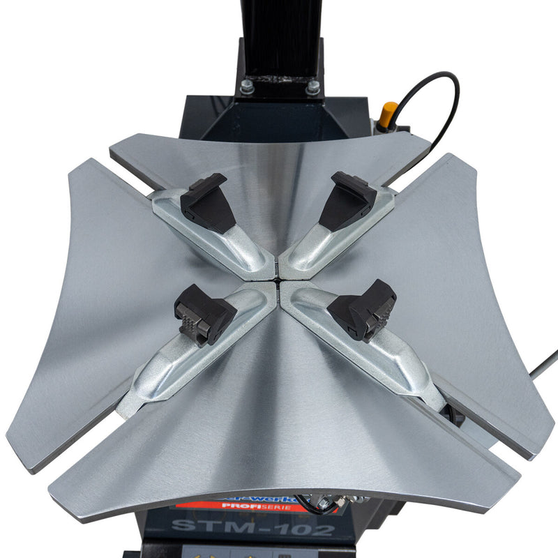 STM-102 car tire mounting machine and STW-202 wheel balancer including right-hand auxiliary mounting arm