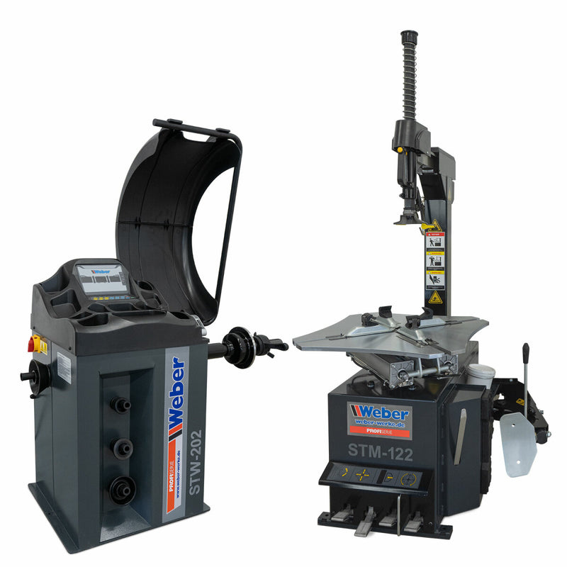 STM-122 car tire mounting machine and STW-202 wheel balancer