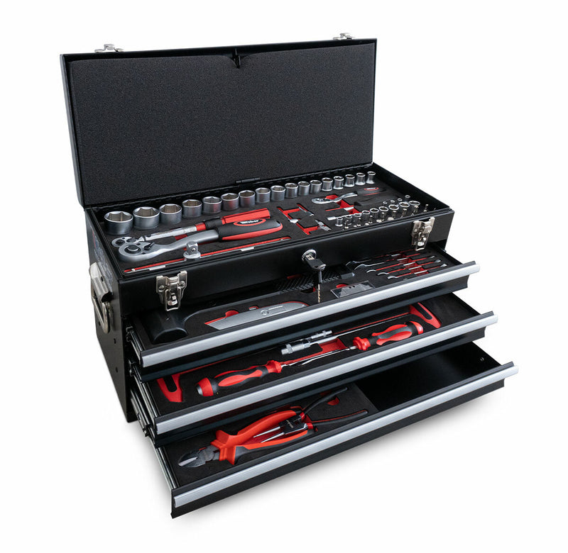 MX toolbox with 3 drawers and hinged lid, 104 pieces