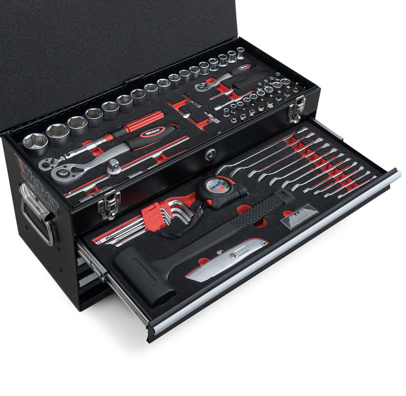 MX toolbox with 3 drawers and hinged lid, 104 pieces