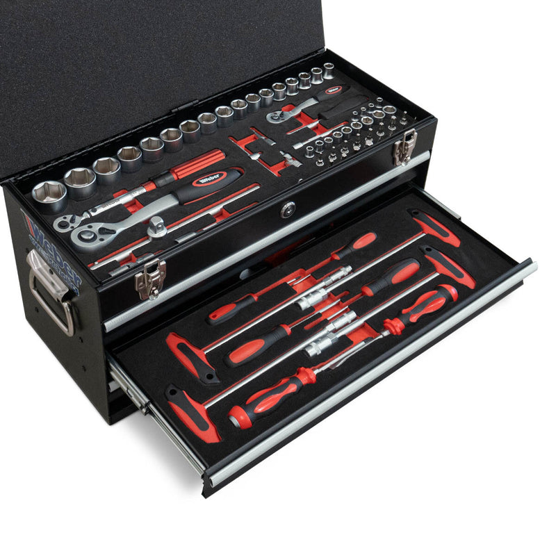 MX toolbox with 3 drawers and hinged lid, 104 pieces