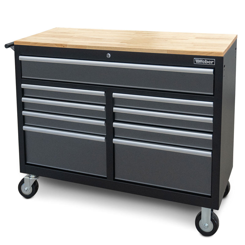 Mobile workshop trolley with wooden worktop, 298 pieces