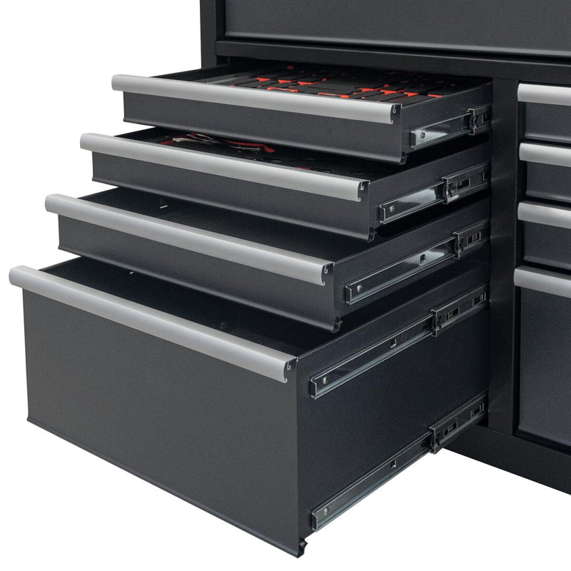 Mobile workshop trolley with wooden worktop, 298 pieces