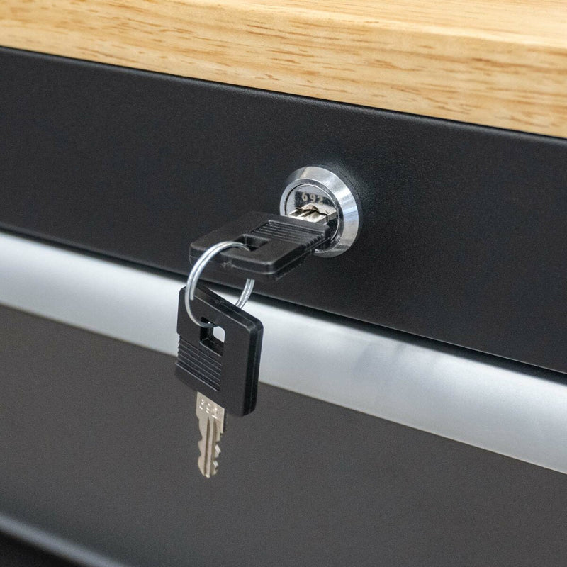 Mobile workshop trolley with wooden worktop, 298 pieces