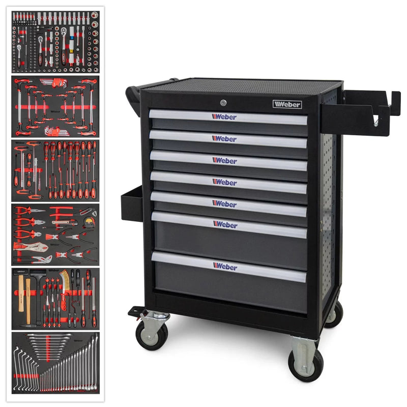 Mobile workshop trolley, 300 pieces, lockable