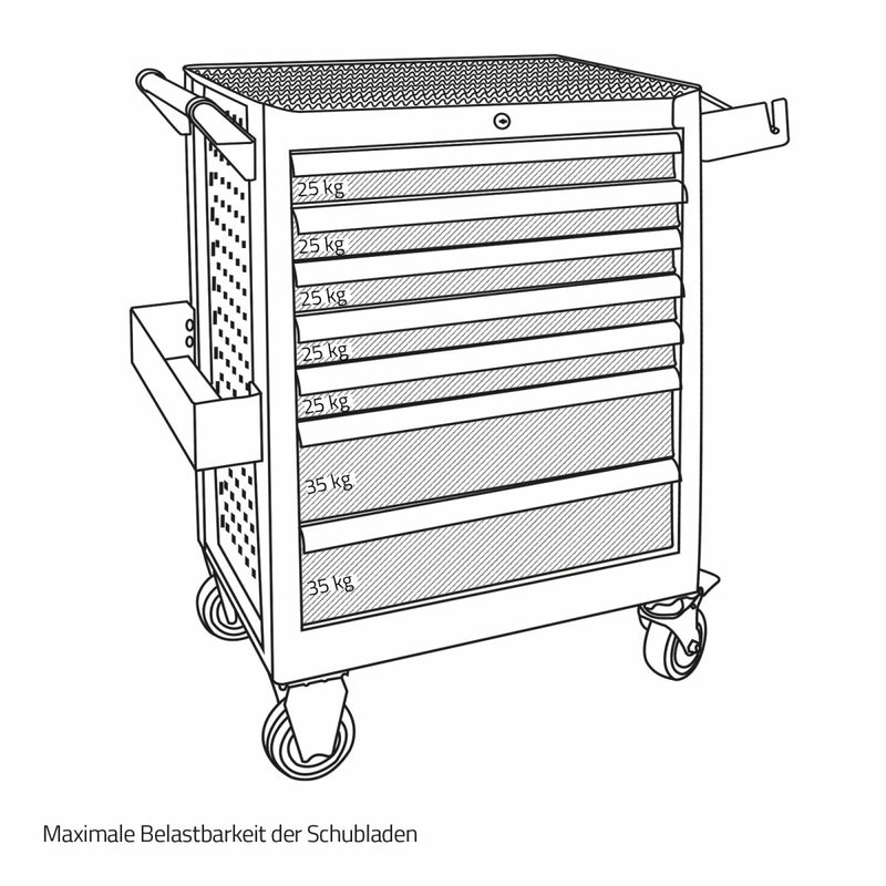 Mobile workshop trolley, 300 pieces, lockable