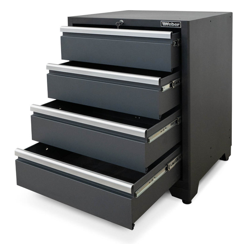 Professional tool cabinet series 610 with 4 drawers, grey