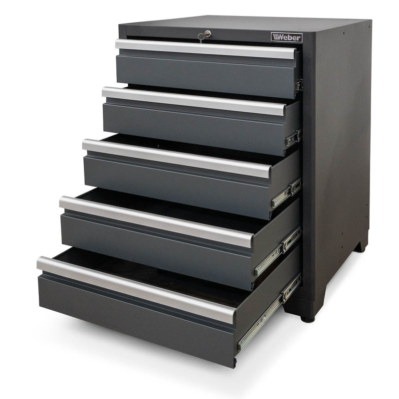 Professional tool cabinet series 610 with 5 drawers, grey