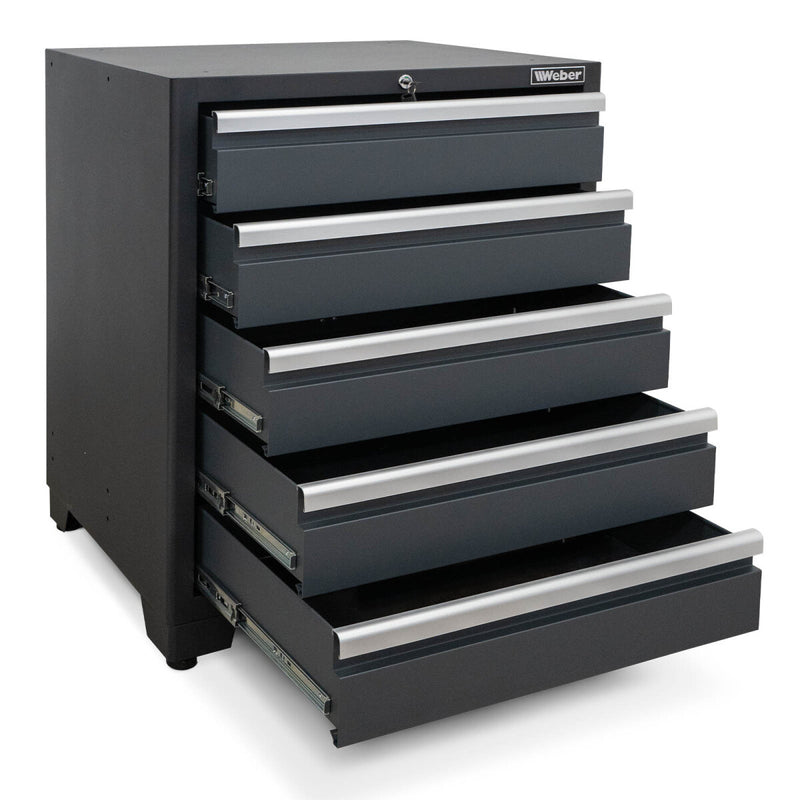 Professional tool cabinet series 610 with 5 drawers, grey