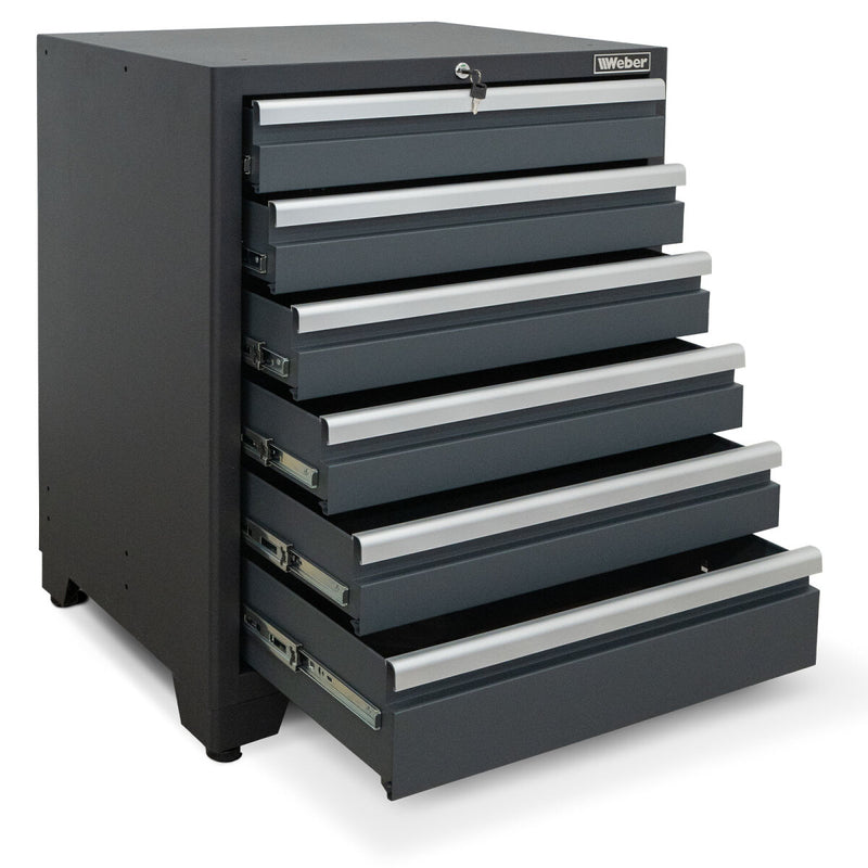 Professional tool cabinet series 610 with 6 drawers, grey