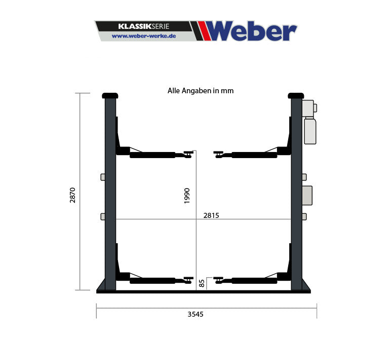Weber Classic Series QSD-4000A 2-post lift including armature and oil